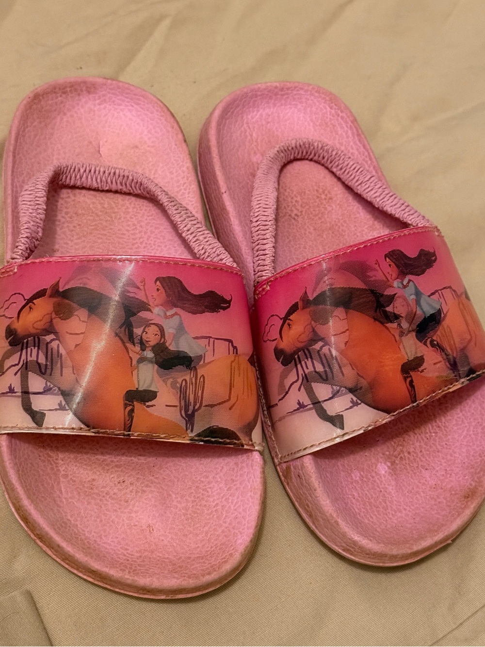 Spirit Pink Girls' Horse Slide Sandals